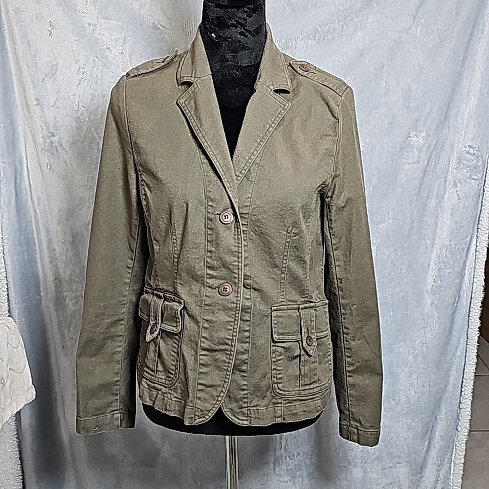 Tribal Stretch  Army Green Women's Cotton Utility Jacket Size 4